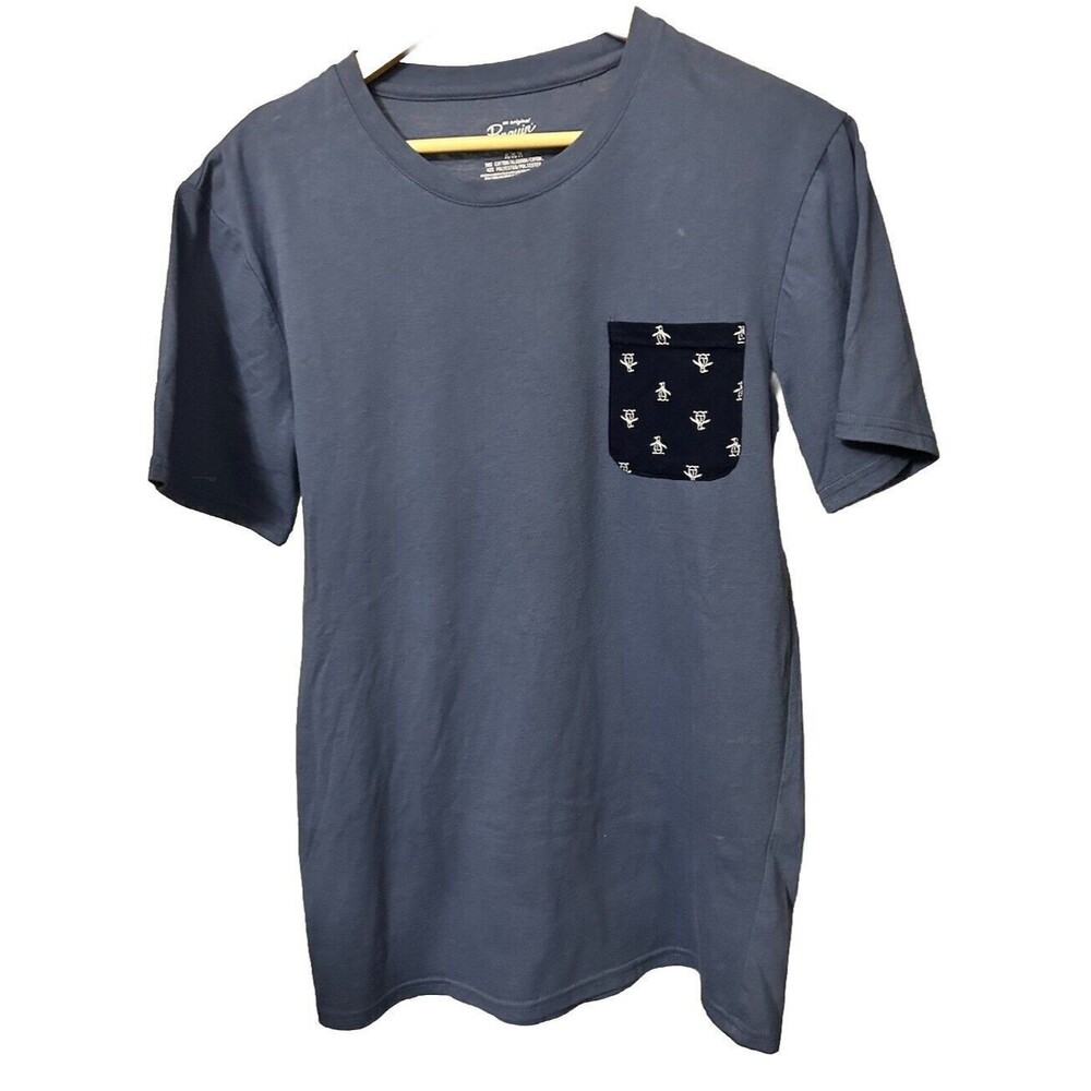 Original Penguin By Munsingwear Men's Medium Blue Cheeseburger Pocket T Shirt